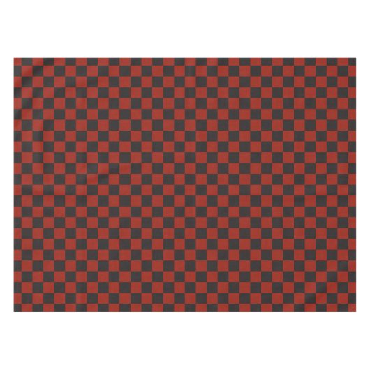 Black and Deep red checkerboard pattern Tischdecke (Vorderseite (Horizontal))