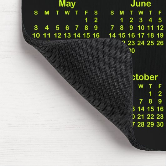 Black and Electric Lime 2026 Calendar Mousepad (Ecke)