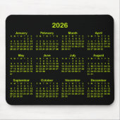 Black and Electric Lime 2026 Calendar Mousepad (Vorne)