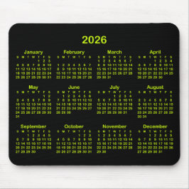 Black and Electric Lime 2026 Calendar Mousepad