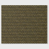 Black and Glitzer Gold Zigzag Muster Geschenkpapier (Flach)