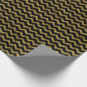 Black and Glitzer Gold Zigzag Muster Geschenkpapier (Ecke)