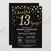 Black and Gold 13. Geburtstag Diamond Einladung (Vorne/Hinten)