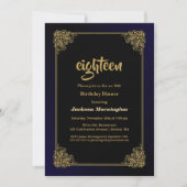 Black and Gold 18. Geburtstagsessen Einladung (Vorderseite)