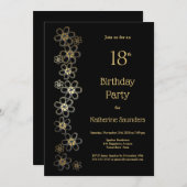 Black and Gold 18. Geburtstagsparty Einladung (Vorne/Hinten)