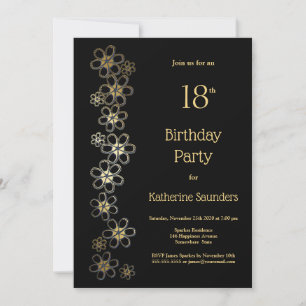 Black and Gold 18. Geburtstagsparty Einladung