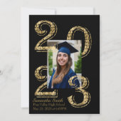 Black and Gold 2023 Foto Abschluss Einladung (Vorderseite)