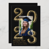 Black and Gold 2023 Foto Abschluss Einladung (Vorne/Hinten)