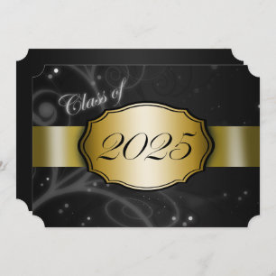 Black and Gold 2025 Graduation Party Einladung