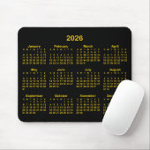 Black and Gold 2026 Calendar Mousepad (Mit Mouse)