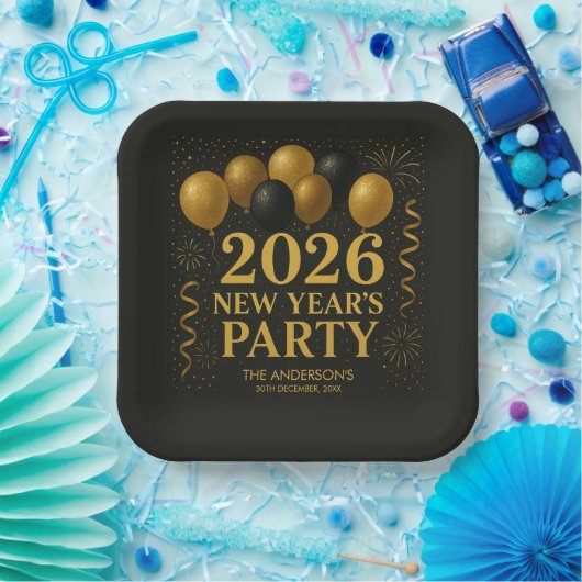 Black And Gold 2026 New Year Party Pappteller (Party)