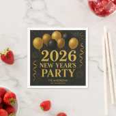 Black And Gold 2026 New Year Party Serviette (Beispiel)