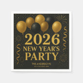 Black And Gold 2026 New Year Party Serviette (Vorderseite)