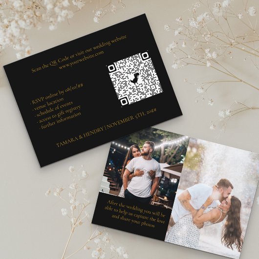 Black and Gold 2 Foto Online UAWG QR Code Hochzeit Begleitkarte