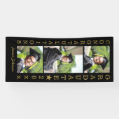 Black and Gold 3 Foto Glückwunschs 2022 Graduate Banner (Horizontal)