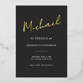 Black and Gold 40th Birthday Celebration Folieneinladung