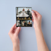 Black and Gold 4 Foto Collage Wedding Vielen Dank Flyer (Gruppe)