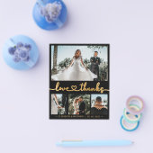 Black and Gold 4 Foto Collage Wedding Vielen Dank Flyer (Einzeln)