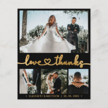 Black and Gold 4 Foto Collage Wedding Vielen Dank