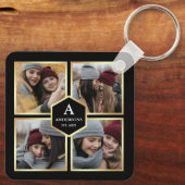 Black and Gold 4 Pictures Family Schlüsselanhänger (Rückseite)