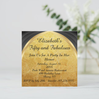 Black and Gold 50 & Fabulous Meilenstein Geburtsta Einladung