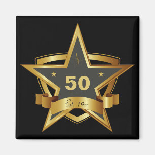 Black and Gold 50. Geburtstag Star Magnet