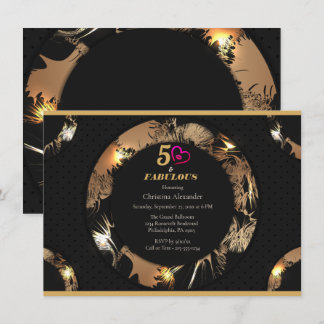 Black and Gold 50. Geburtstagsparty Classic Einladung