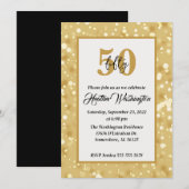 Black and Gold 50. Geburtstagsparty Einladung (Vorne/Hinten)