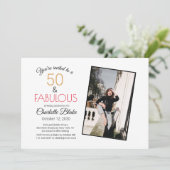 Black and Gold 50. Geburtstagsparty Einladung (Stehend Vorderseite)