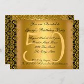 Black and Gold 50. Geburtstagsparty Einladung (Vorne/Hinten)