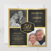 Black and Gold 50. Hochzeitstag Einladung (Vorderseite)