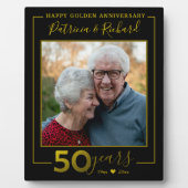 Black and Gold 50. Hochzeitstag Foto Fotoplatte (Vorderseite)