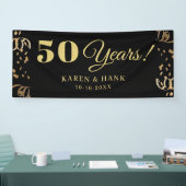 Black and Gold 50 Jahre Party Personalisiert Banner (Messe)