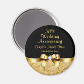 Black and Gold, 50. Wedding Anniversary Favors Magnet (Vorderseite/Rückseite)