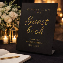 Black and Gold 50th Anniversary Guest Book Sign Sockelschild