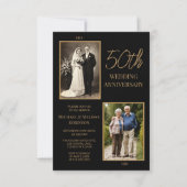 Black and Gold 50th Wedding Anniversary Design Einladung (Vorderseite)