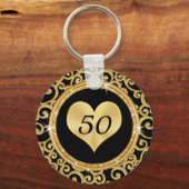 Black and Gold 50th Wedding Anniversary Souvenirs Schlüsselanhänger (Rückseite)