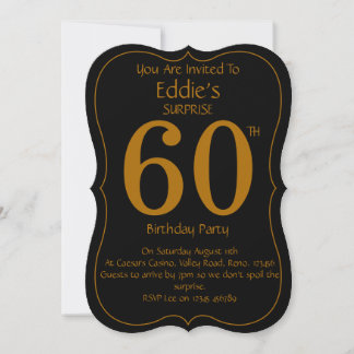 Black and Gold 60th Birthday Party Invitation Einladung