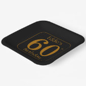 Black and Gold 60th Birthday Party  Pappteller (Gewinkelt)