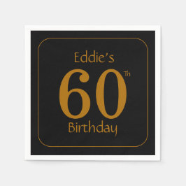 Black and Gold 60th Birthday Party  Serviette