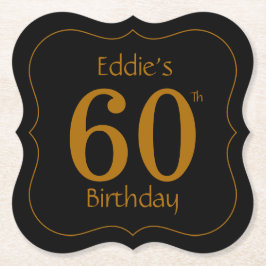 Black and Gold 60th Birthday Party  Untersetzer