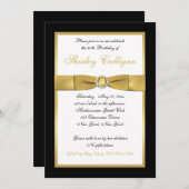 Black and Gold 65. Geburtstag Einladung (Vorne/Hinten)