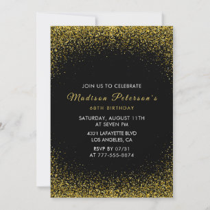 Black and Gold 68. Geburtstag Glam Glitzer Einladung