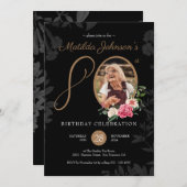 Black and Gold 80. Geburtstagsfeier Einladung (Vorne/Hinten)