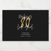 Black and Gold 80. Geburtstagsparty Gunst Alkoholflaschenetikett (Einzelnes Label)