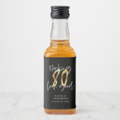 Black and Gold 80. Geburtstagsparty Gunst Alkoholflaschenetikett (Vorderseite)