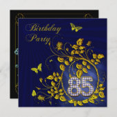 Black and Gold 85. Geburtstagsparty Einladung (Vorne/Hinten)