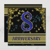 Black and Gold 8. Jubiläum Party Einladung (Vorne/Hinten)