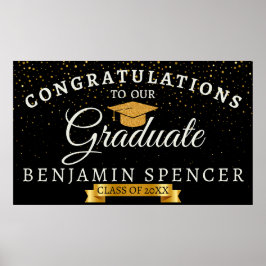 Black and Gold Abschluss Celebration Banner Poster