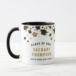 Black and Gold Abschluss Class 2021 Glitzer Tasse